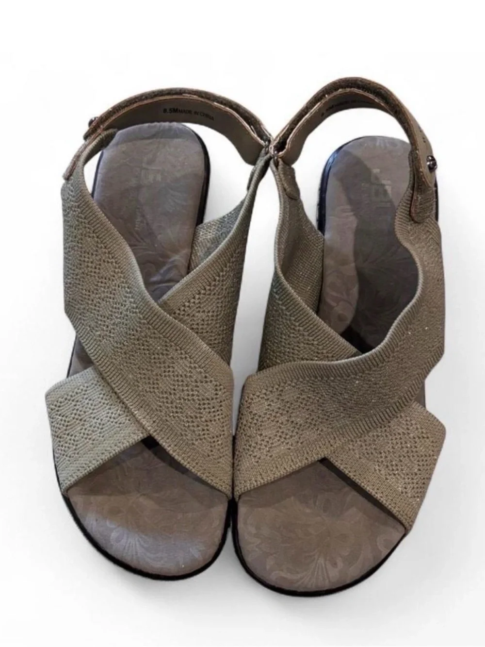 JBU Alyssa Crisscross Slingback Women's Sandals Size 8.5 Olive Green Wedge